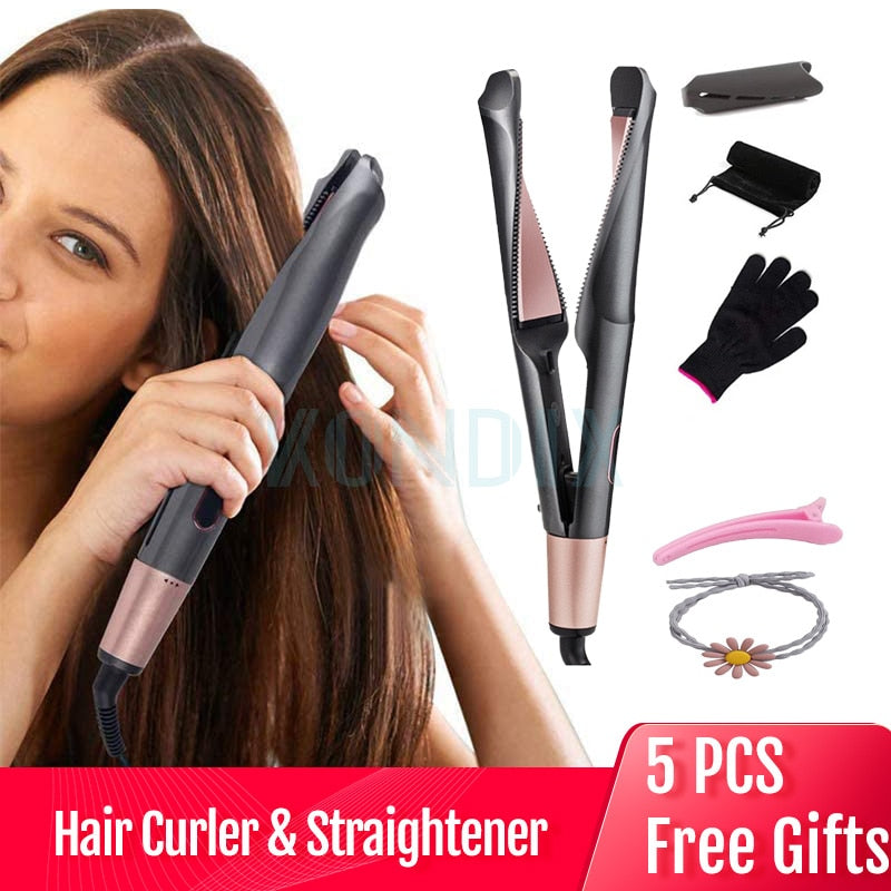 Modelador de cabelo & straightener 2 em 1, onda espiral curling iron, alisadores de cabelo profissional