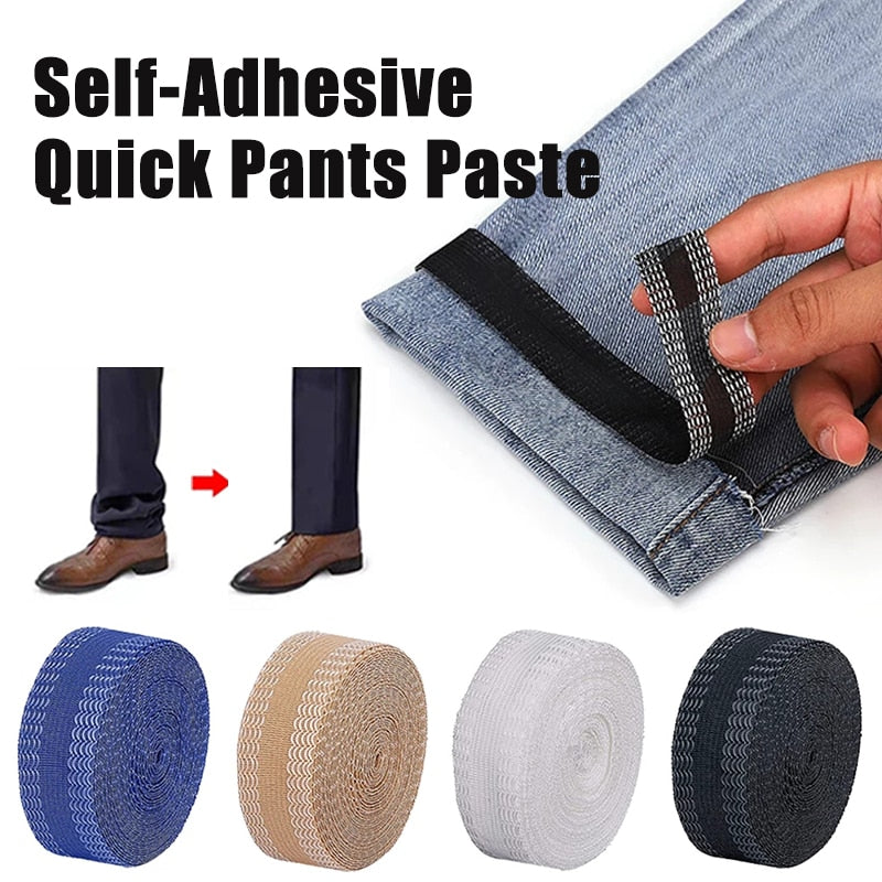 Self-Adhesive Pants Paste Iron on Pants Mouth Edge Shorten Repair Pants for Clothing and Jean Pants Apparel DIY Sewing Fabric